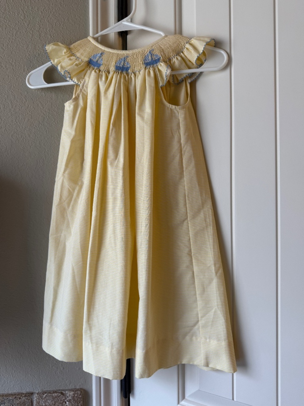 Girls Sailboat Smocked Dress